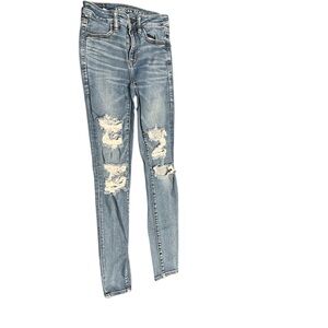 American Eagle Outfitters Blue Skinny Jeans Distressed
